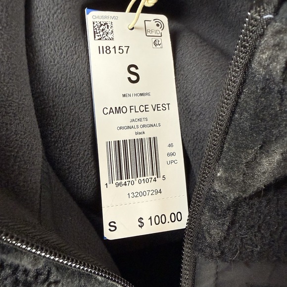 adidas originals Reversible Camo Fleece Vest Black Men's Small Relaxed Fit New - Picture 6 of 9